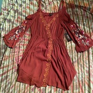 #NFR NWT Shyanne boho country western open shoulder embroidered dress